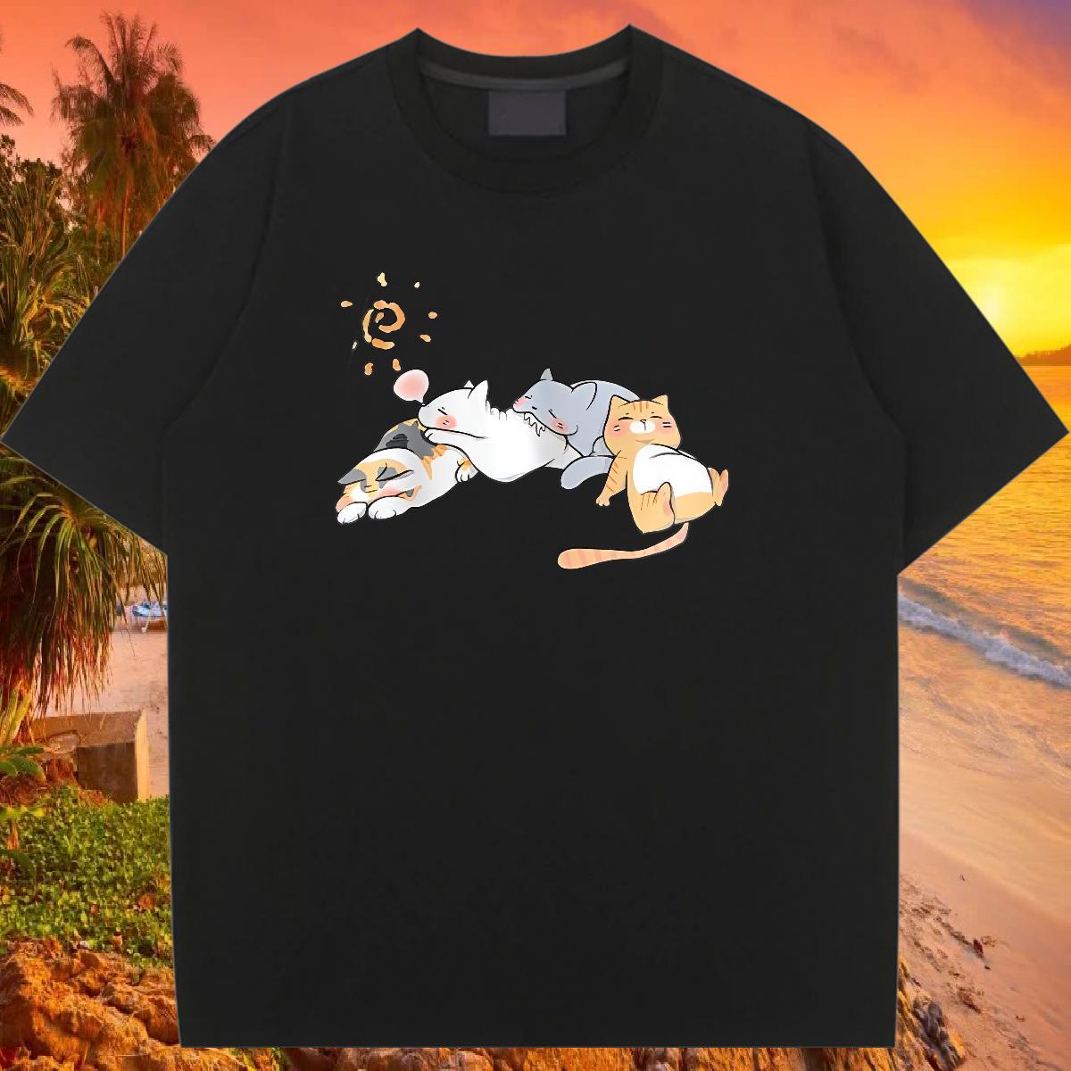 Crew Neck Cotton Breathable T shirt Designer Street Casual Unisex Tshirts Anime Print Soft Tops Tees