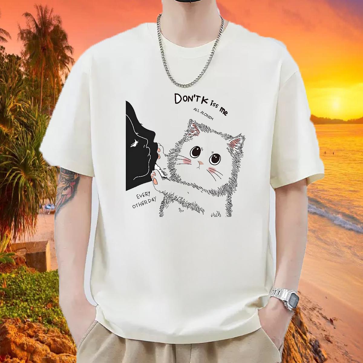 New Mens T Shirts Custom Printed Daily Outfit Men Tops Tees Short Sleeve Cotton O-Neck 5A