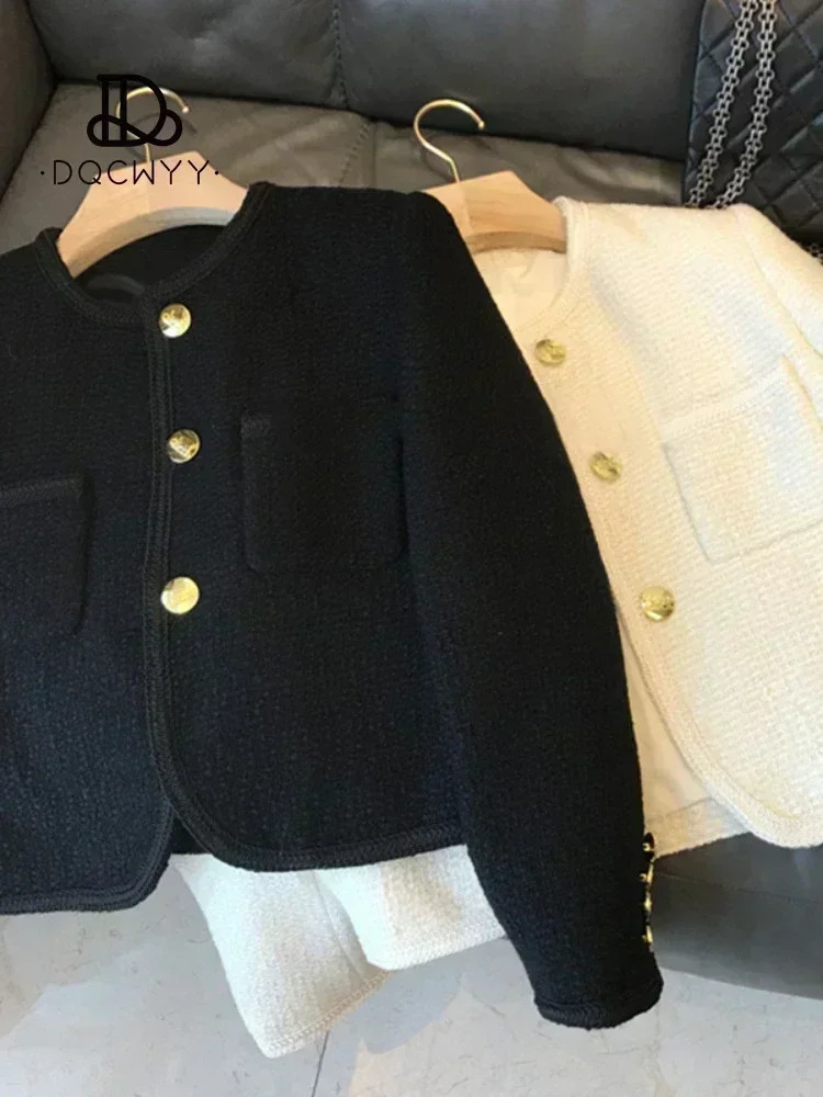 in Spring Autumn Women Jacket Coat Korean Fashion Tweed Small Suit Short Versatile Tops Casual Clothes Woman Clothing 240704