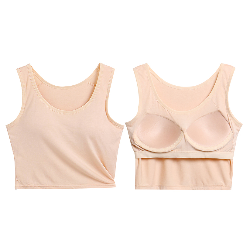 Designer summer camisole skirt thin design with long sock pads outer short top lingerie bra wide shoulder straps vst style single