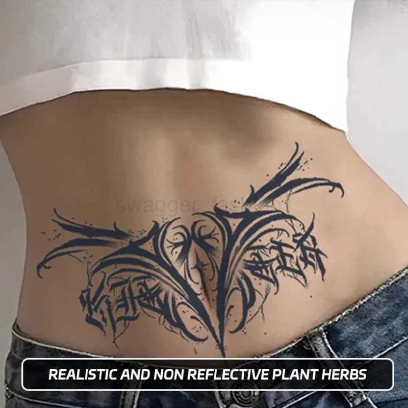 Semi-permanent Waterproof Tattoo Stickers Sexy Succubus Ladies Fake Tattoo Waist Abdomen Sticker Temporary Tattos Body ArtB240713