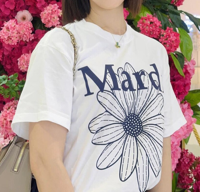 New product lighing shipment from South Korea Mardi women's summer daisy sausage dog floral print top gold high sier same T-shirt short sleeved t