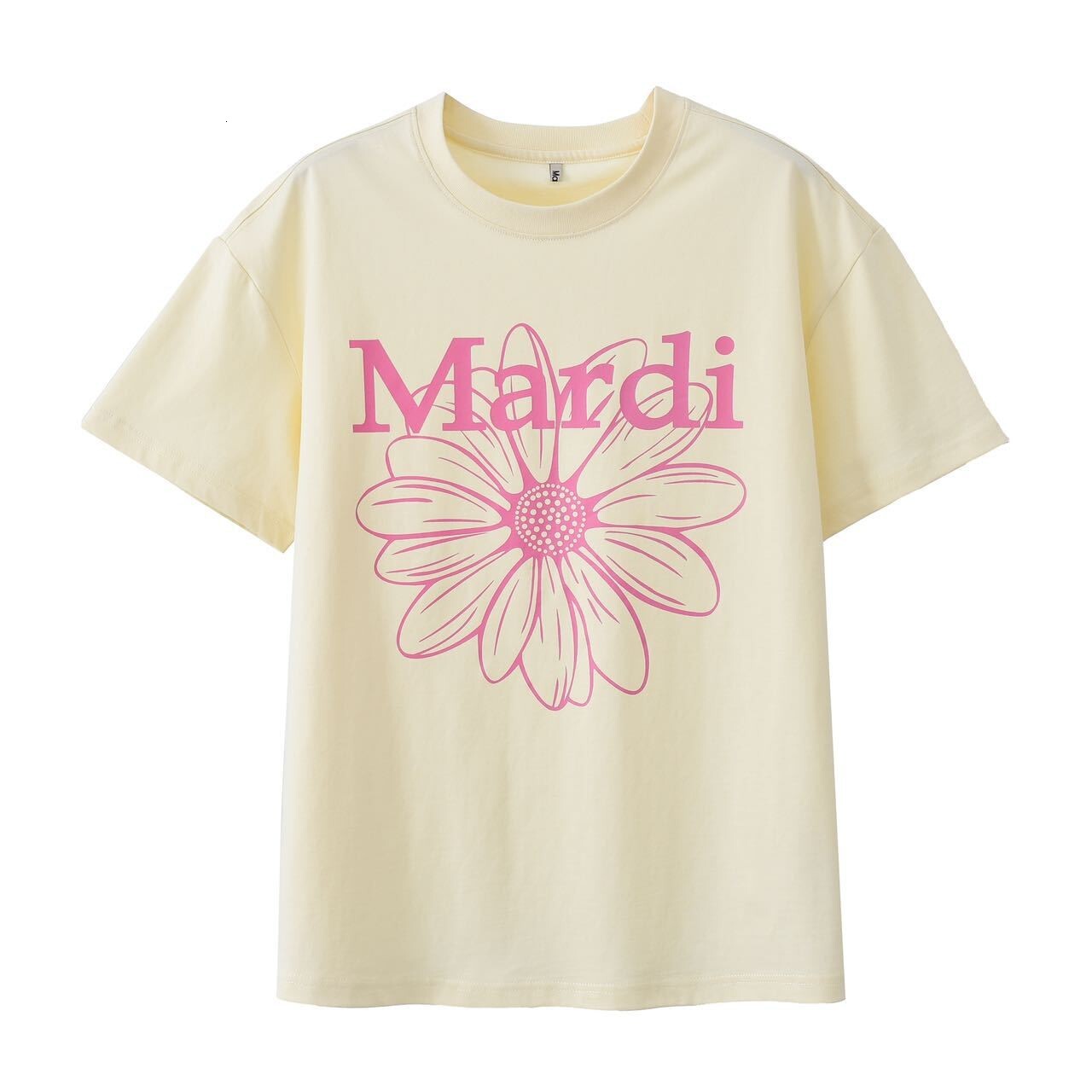 New product lighing shipment from South Korea Mardi women's summer daisy sausage dog floral print top gold high sier same T-shirt short sleeved t