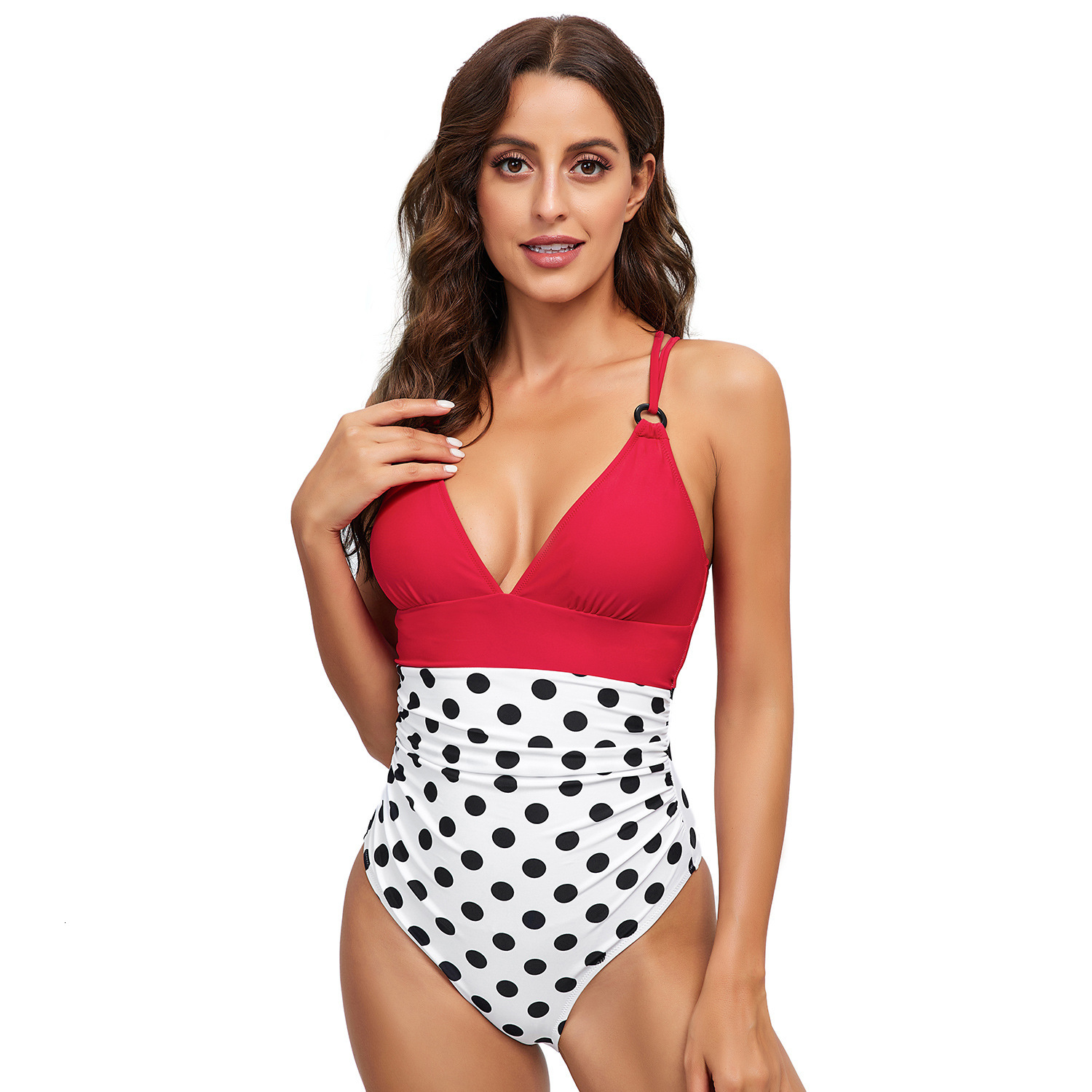 Popular 2023 New Style with Loop Closure, Backless, Sexy Color Blocked Suspender, One-piece Swimsuit for Women Temperament Bifurcated Loose Waist Sexy