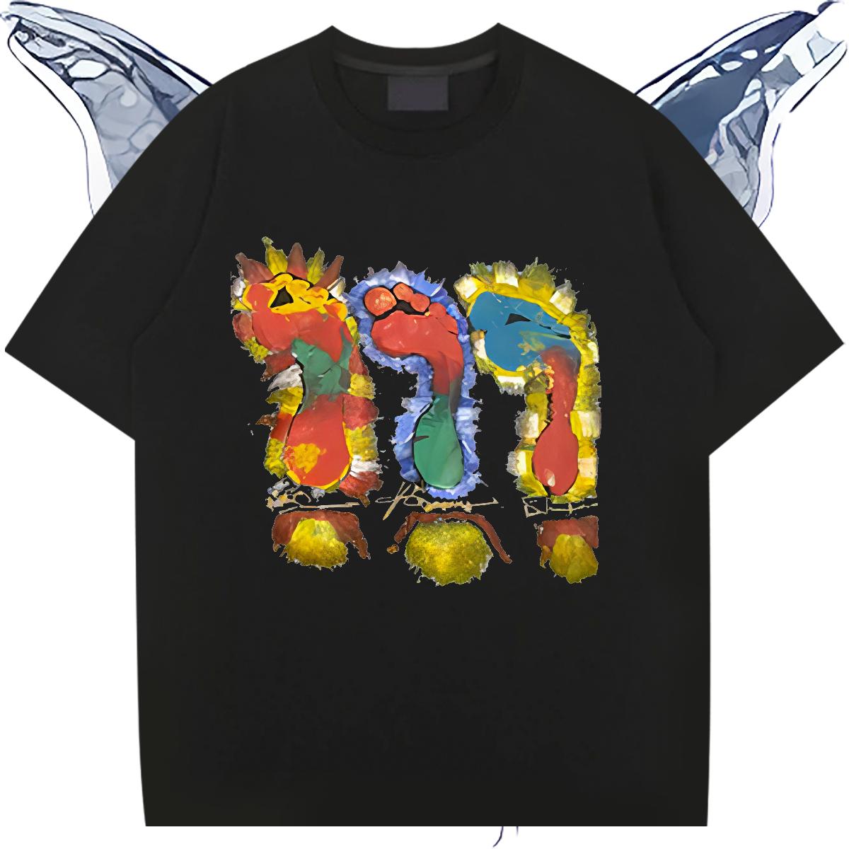 Soft Couples T Shirts Short Sleeve Cotton O-Neck Anime Printing Street Man T Shirts Oversized DIY Clothings