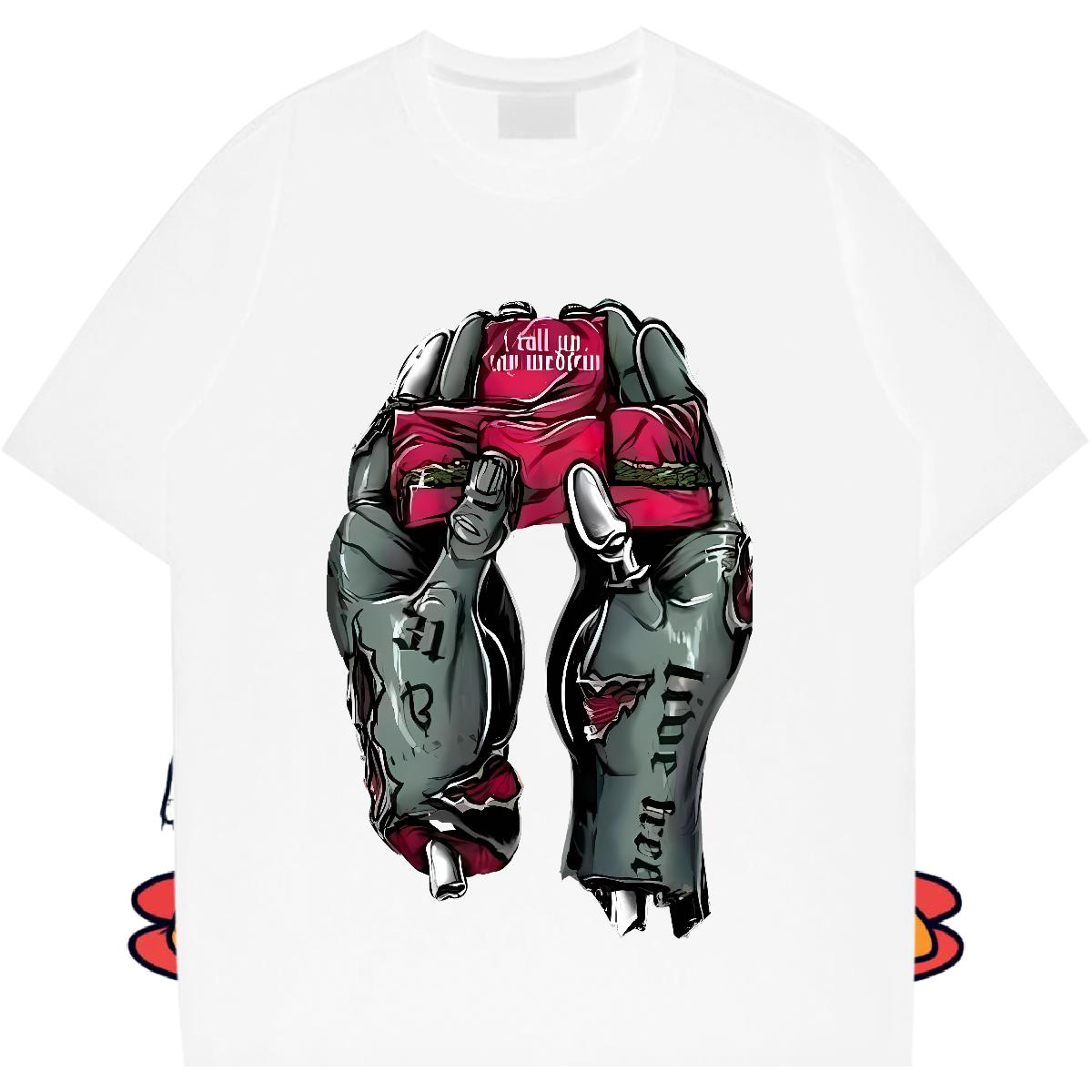 Fashion Casual Man T Shirts Skull Men Tees Daily Outfit O-Neck Short Sleeve Cotton 5A Tops Shirt