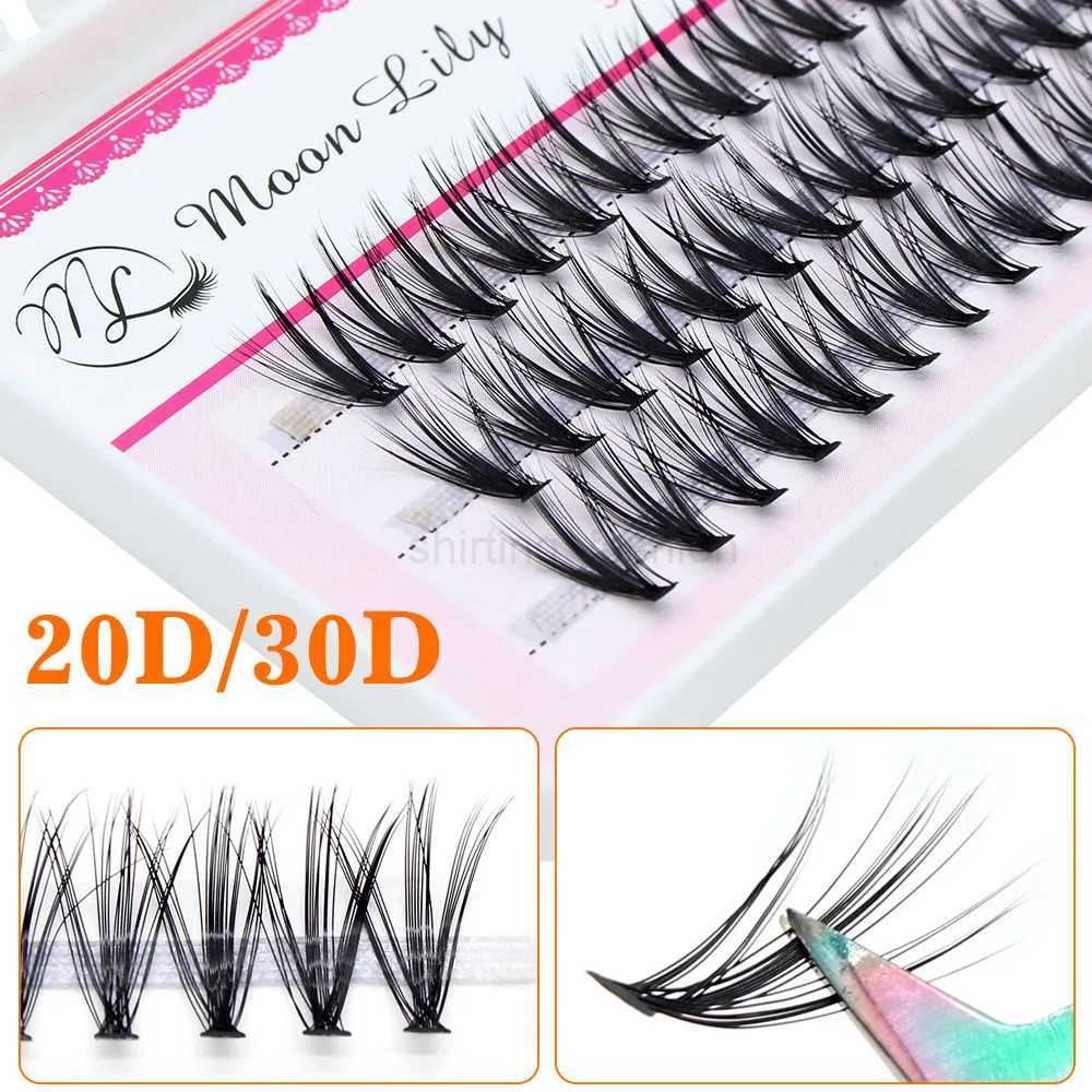 Moonlily 60pcs Silk Makeup Individual Mink EyeLashes 3D Volume Grafting Fake False Black Cluster Eyelash Extensions Lash BuncheCL240713
