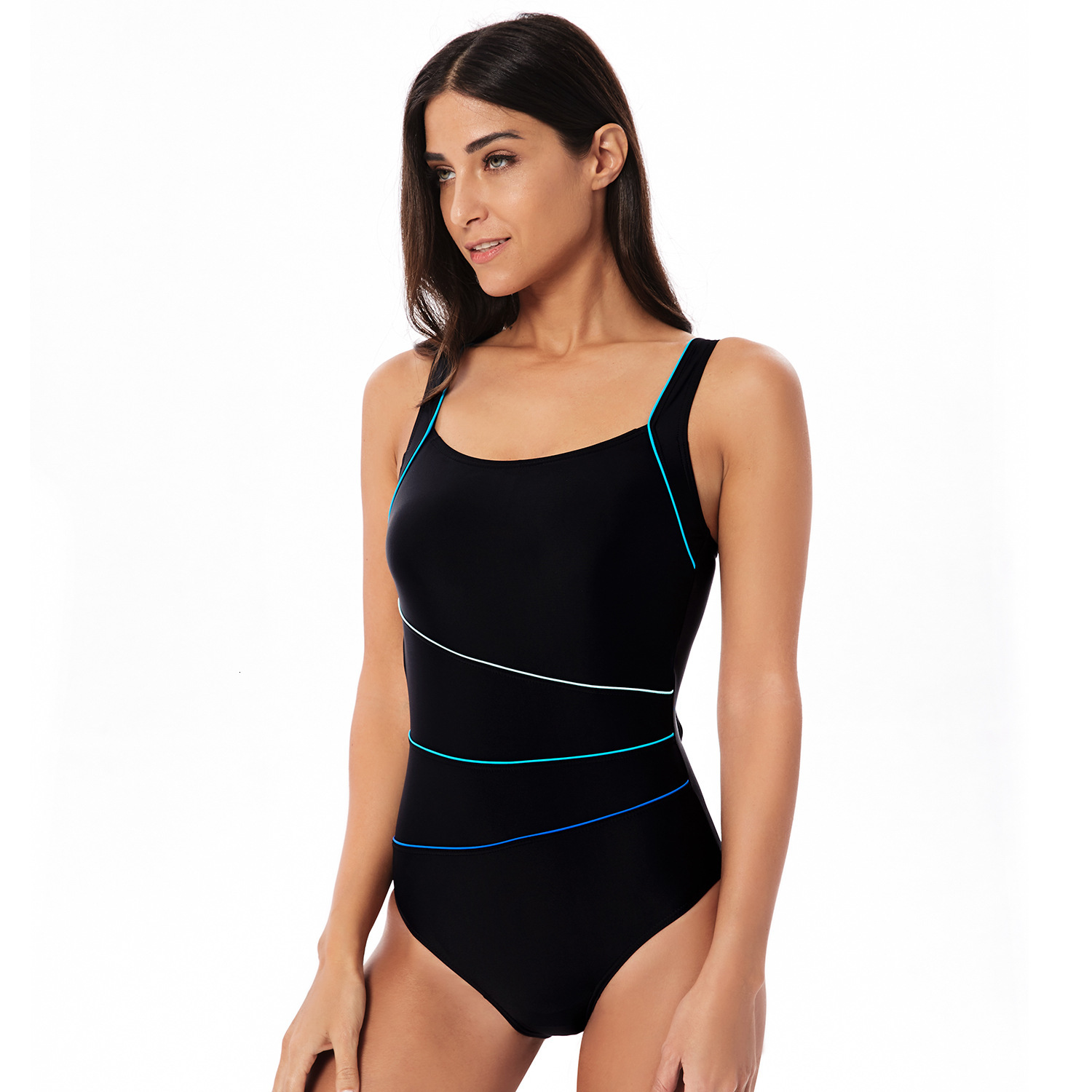 Tank New Product New Arrival Retro French Sleeveless Leisure Time Solid Conservative in Competitive Sports, Slim Fit One-piece Swimsuit for Women Loos