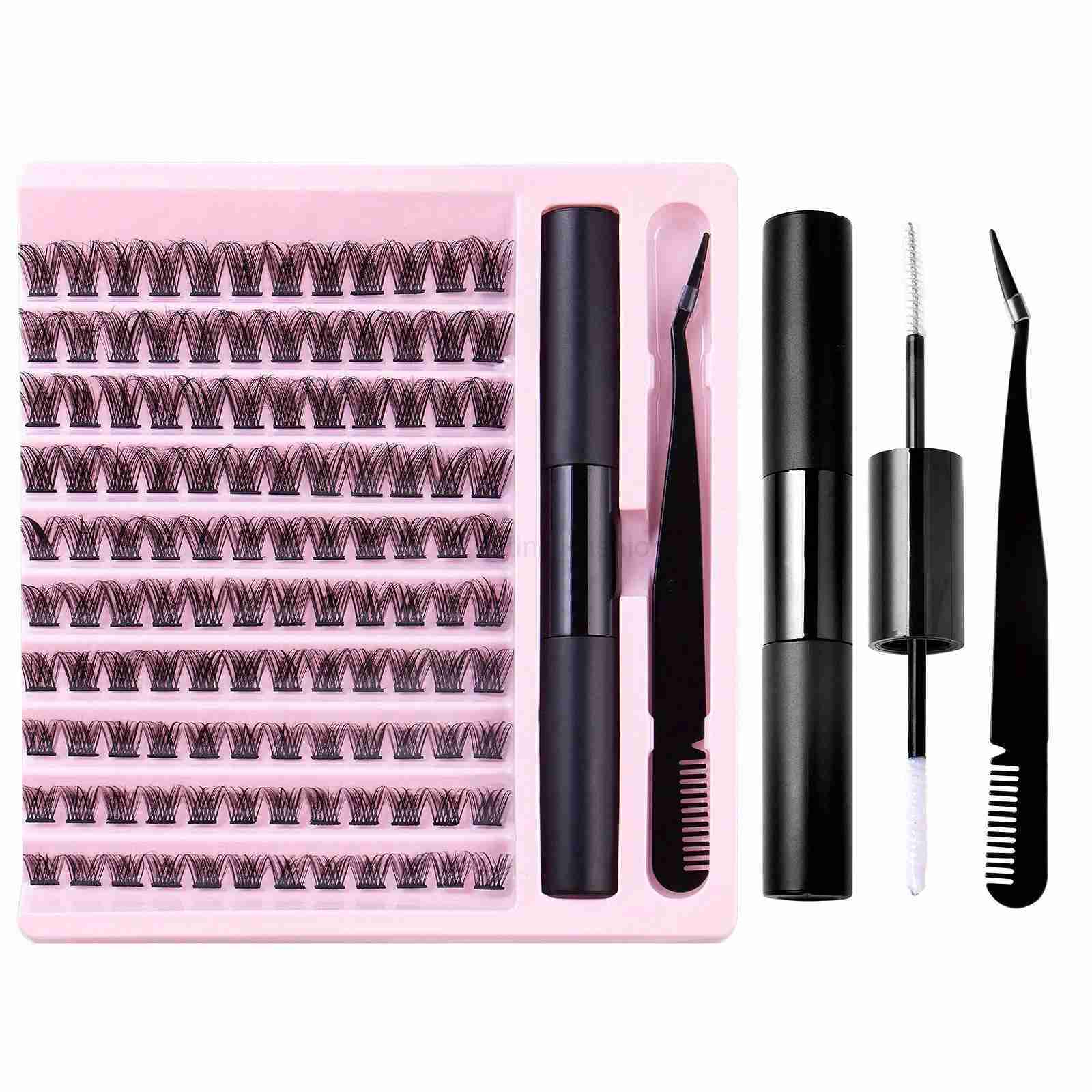 DIY Lash Extension Kit Lash Clusters With Waterproof Strong Hold Lash Bond And Seal And Eyelash Tweezers Lashes Cluster KitCL240713