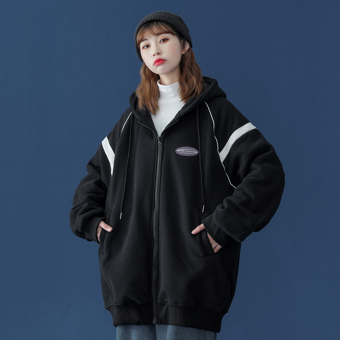 Autumn new cardigan hoodie, women's hooded trendy ins sports jacket, trendy outerwear F7.13#86 1b3d6b