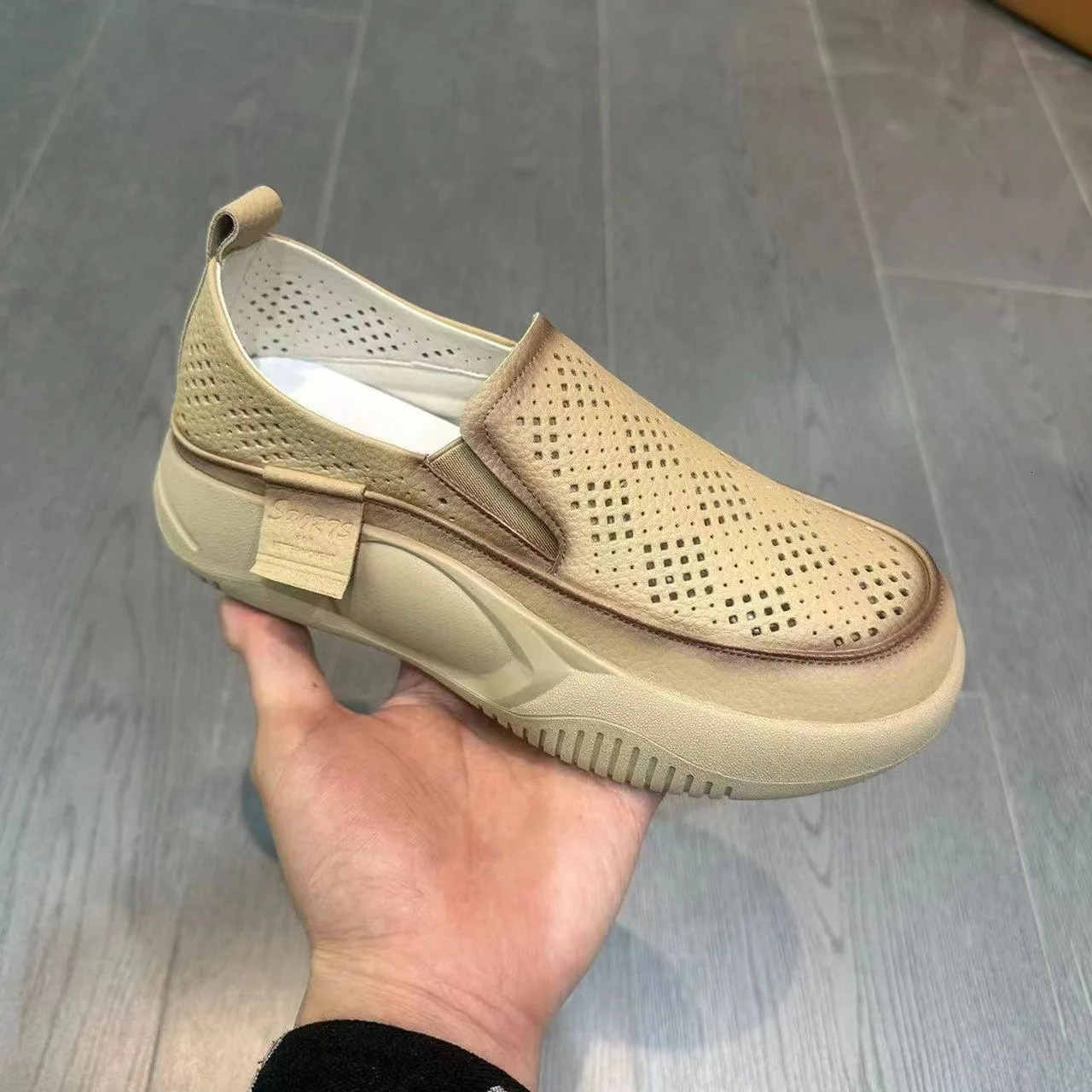 Female hollow Out Loafers 24 summer set with round toes and soft sole single shoe thick sole white shoe 240712