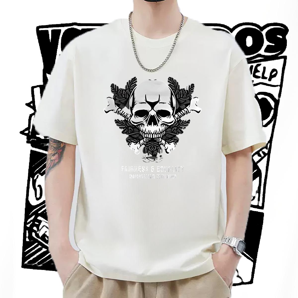 2024 Summer T-Shirts for Men Asian Size Street Men Tees Crew Neck Cotton Breathable Designer