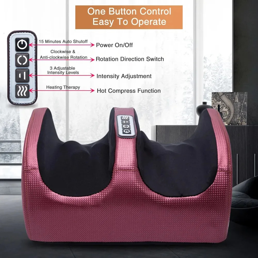 Electric foot massager compression heating finger pressure kneading calf roller deep muscle relaxation for relieving fatigue foot hydro machine 240713