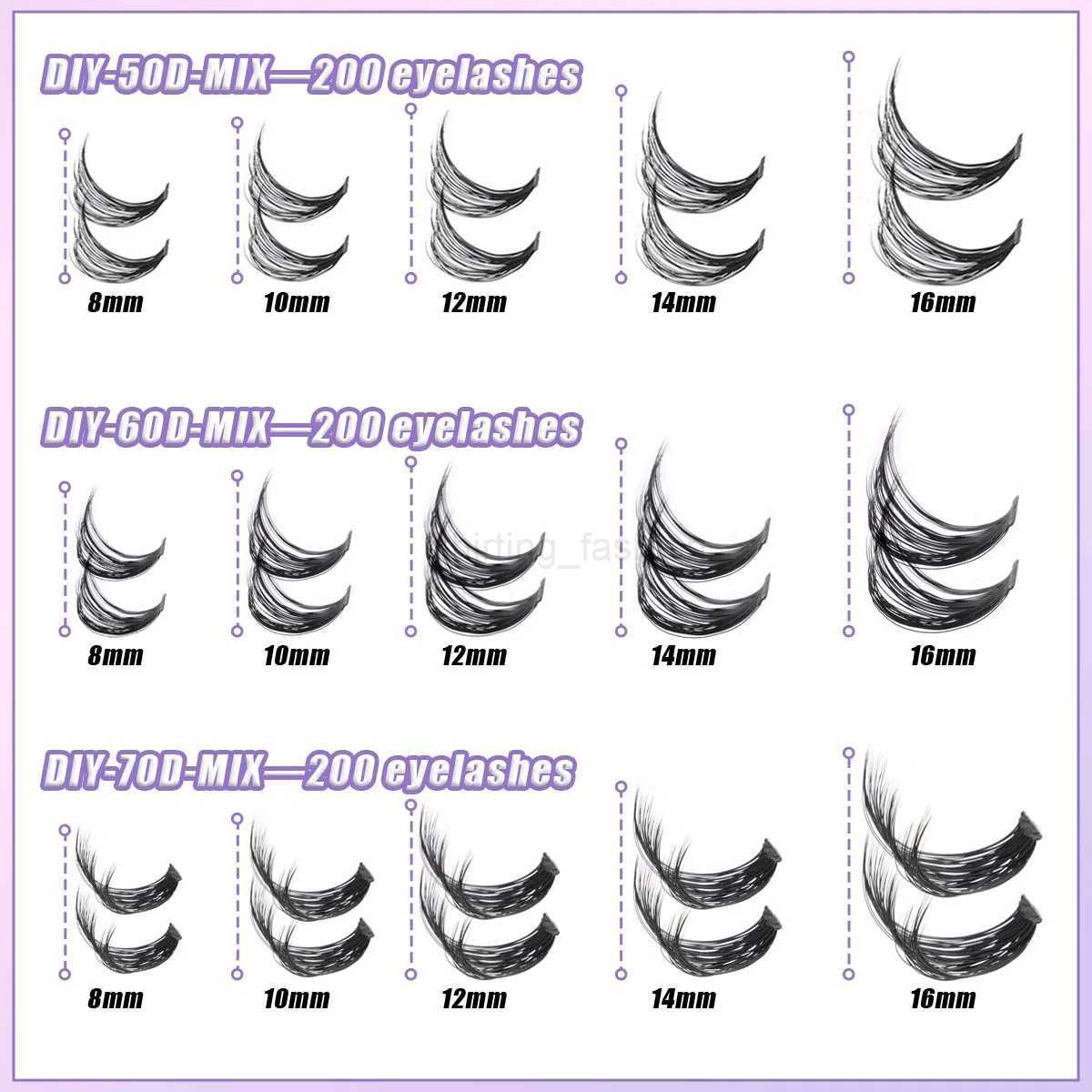 Individual Lashes 10 Rows False Eyelashes Set Grafting Lashes 8-16 mm DIY Cluster Lashes Glue Tweezer Eyelash Extensions MakeupCL240713