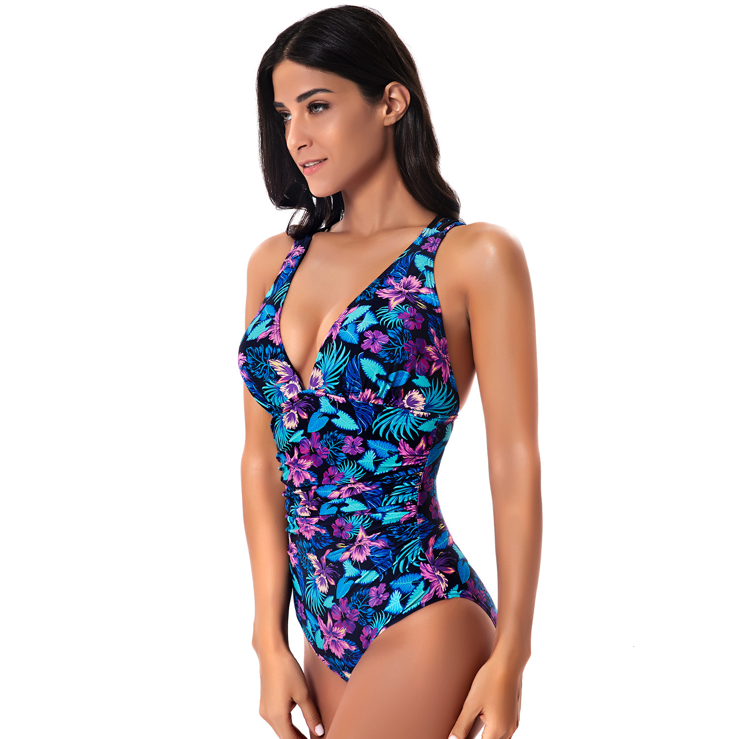 Ventilation New Pattern Fashion Swimsuit Print Sexy Women's Suspender with Cross Back Slimming One-piece Swimsuit Women Self-cultivation Bifurcat