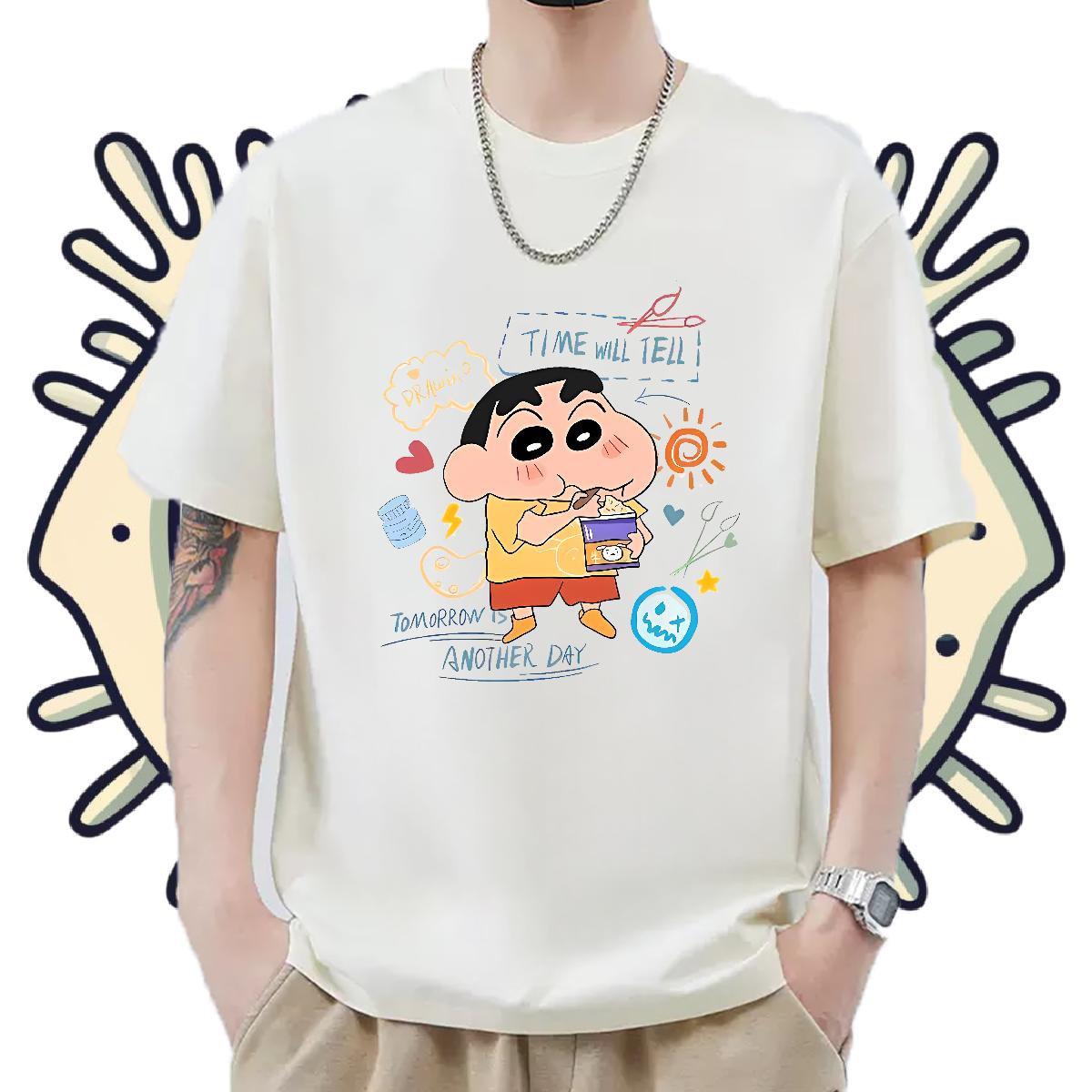 Classic Casual T Shirt For Man Cartoon Printing S-3XL Street Men Tshirts Cotton O Neck Short Sleeves Cool Design