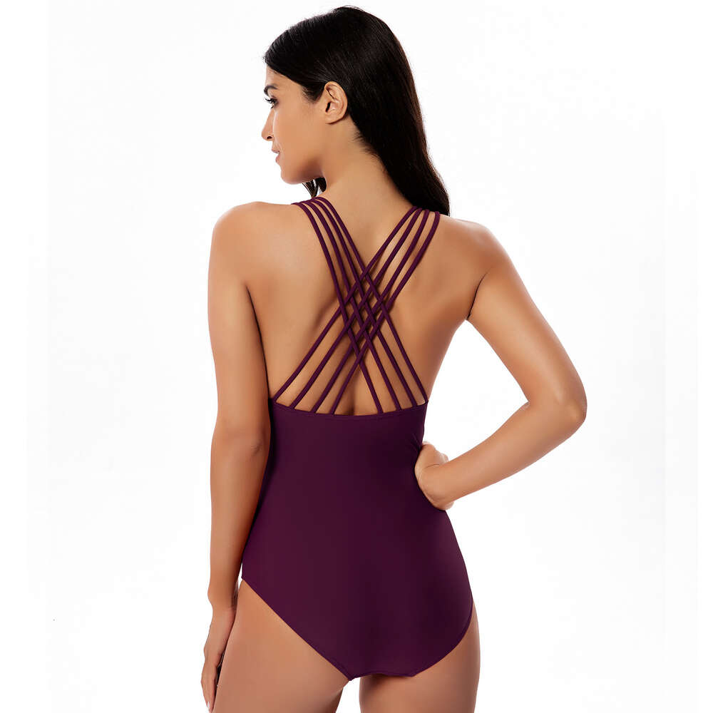 New Product New Arrival Non-ironing Retro Ventilation Popular Temperament Swimming Suit, Sexy Solid Color One-piece Swimsuit, Women's Loose Self-