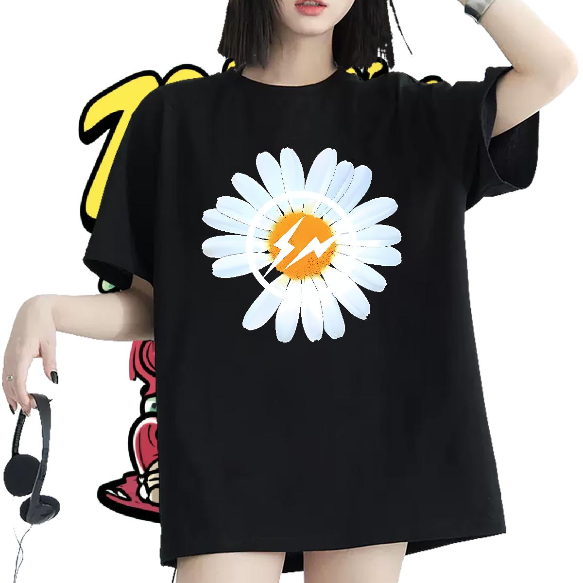 Loose fit Women T Shirts Crew Neck Cotton Clothes Hip Hop Stylist Tshirt for Man Woman Custom Cartoon