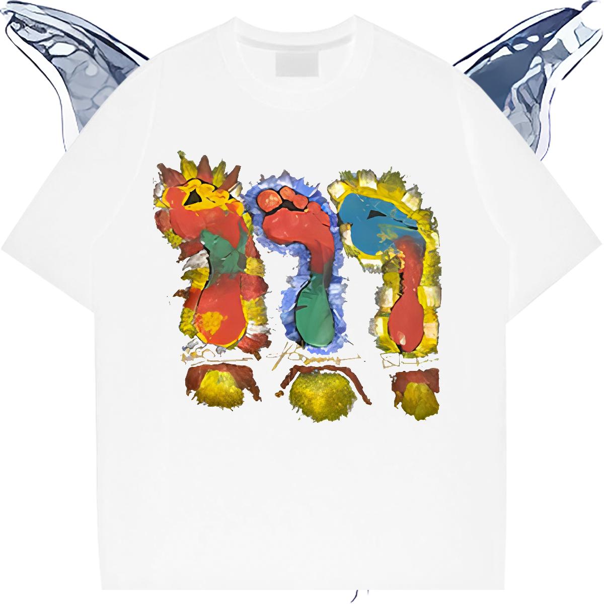 Soft Couples T Shirts Short Sleeve Cotton O-Neck Anime Printing Street Man T Shirts Oversized DIY Clothings