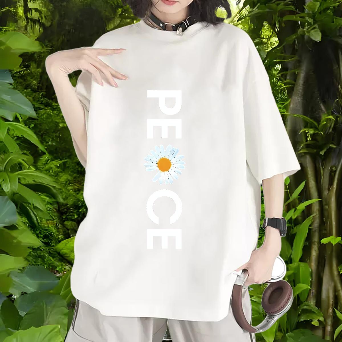 Cotton Breathable T Shirts Women 2024 DIY Daily Outfit Woman Tshirt Anime Print Loose fit Tops Shirt