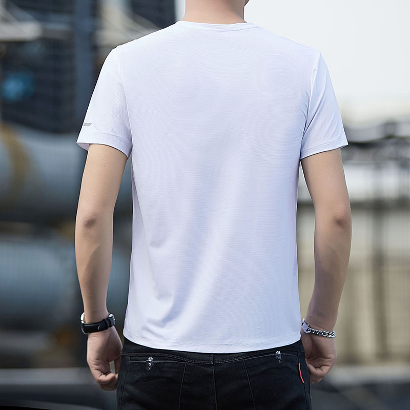 Lighing delivery new casual running sports short sleeved T-shirt ice silk fiess half sleeve men's quick drying round neck 2024 t blood