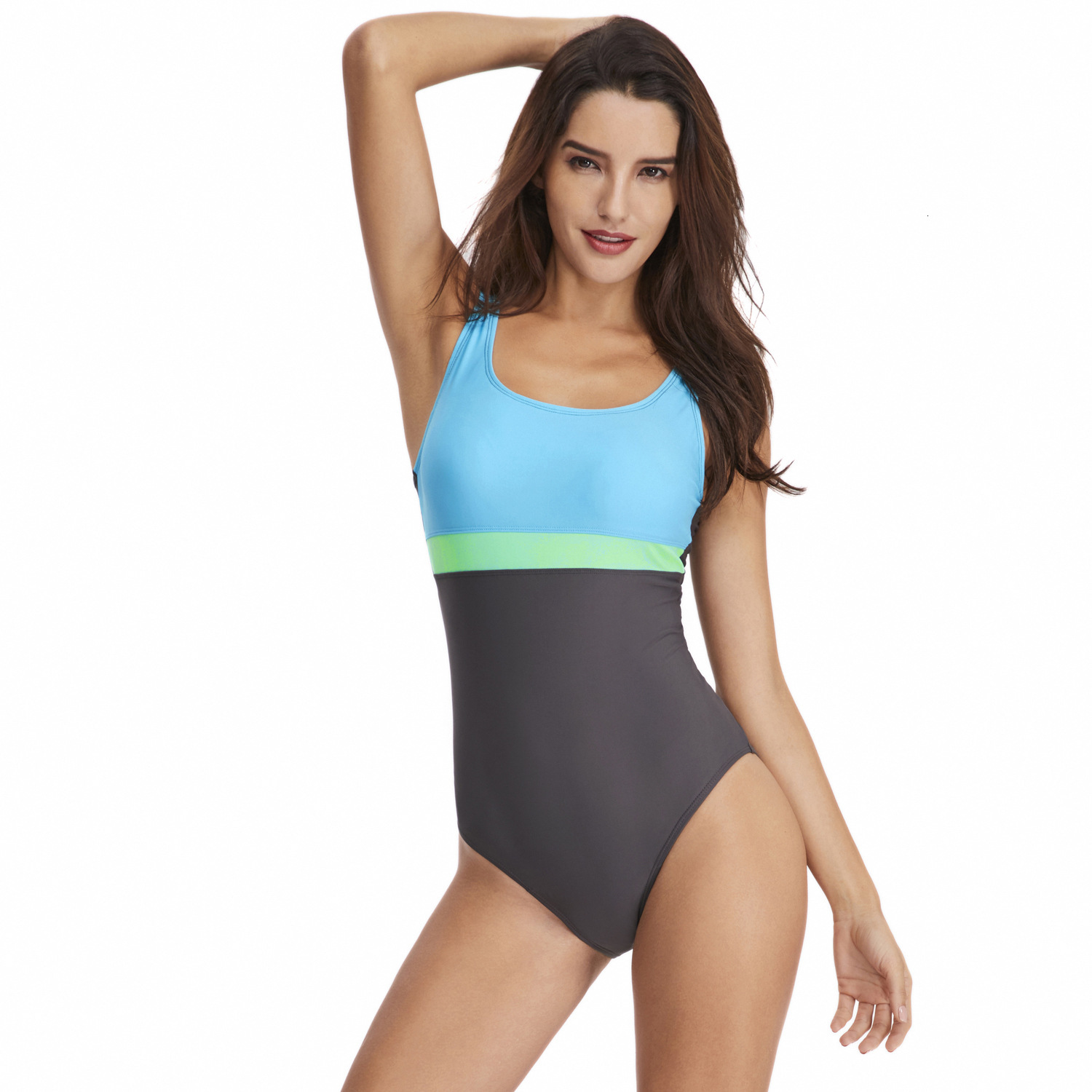 Ventilation Leisure Time Swimming Suit, Swimsuit, Sexy Triangle Sport, Color Blocking One-piece Swimsuit for Women Bifurcated Waist Self-cultivation S