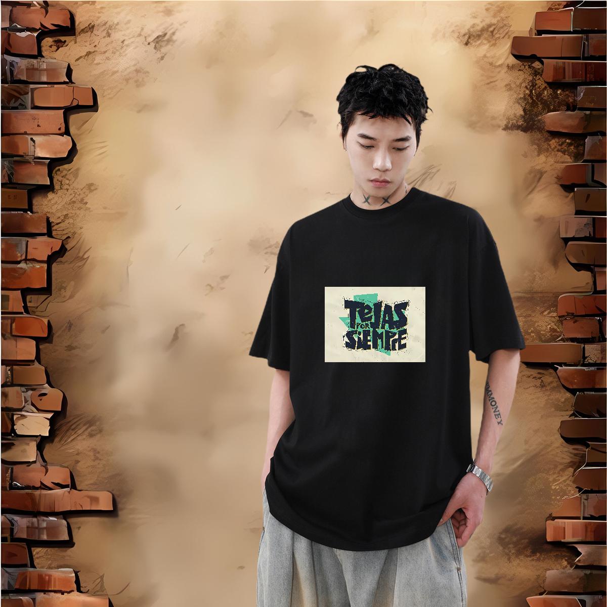 Unisex Men Tshirts Crew Neck Cotton High Street Hip Hop Man T Shirts Black Oversized Custom Top Tees