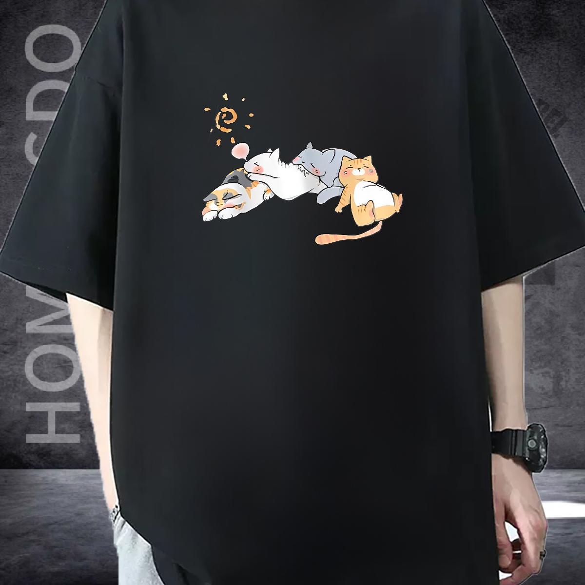 Fashion Casual Men T Shirts Custom Cartoon Men Tops Tees Casual Daily Wear Short Sleeve Cotton O-Neck Cool Polos