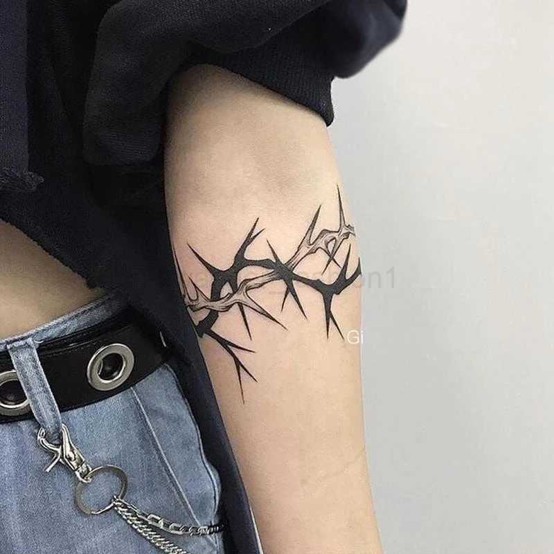 4pc Arm Line Thorns Waterproof Faux Tatouage Temporary Tattoo Stickers Hombre Female Hand Back Personality Cool Art Fake TattooB240713