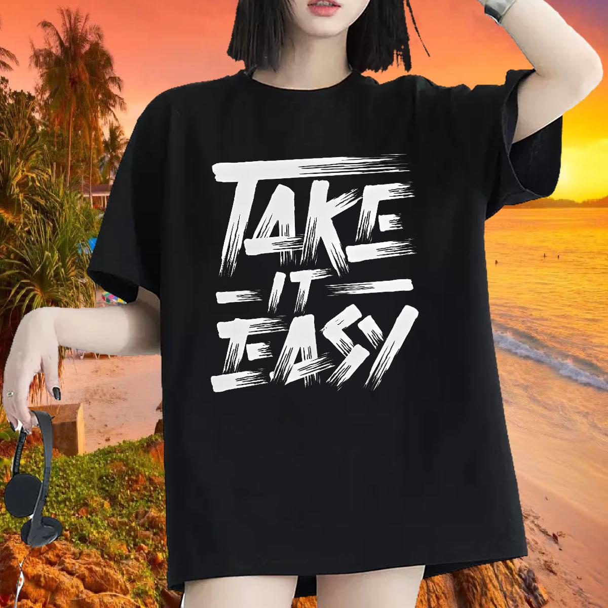 2024 Casual T Shirt For Woman Round Neck Short Sleeve High Street Hip Hop Lady T shirt Black Oversized Loose Polos
