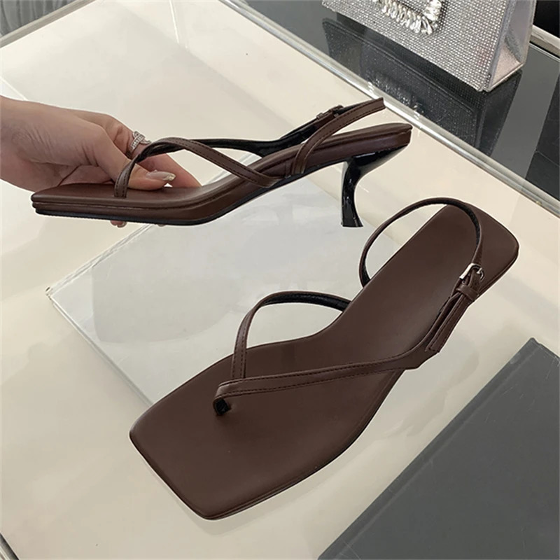 Eilyken Street style summer square pinch toe thin high-heeled womens sandals narrowband womens casual shoes 240712