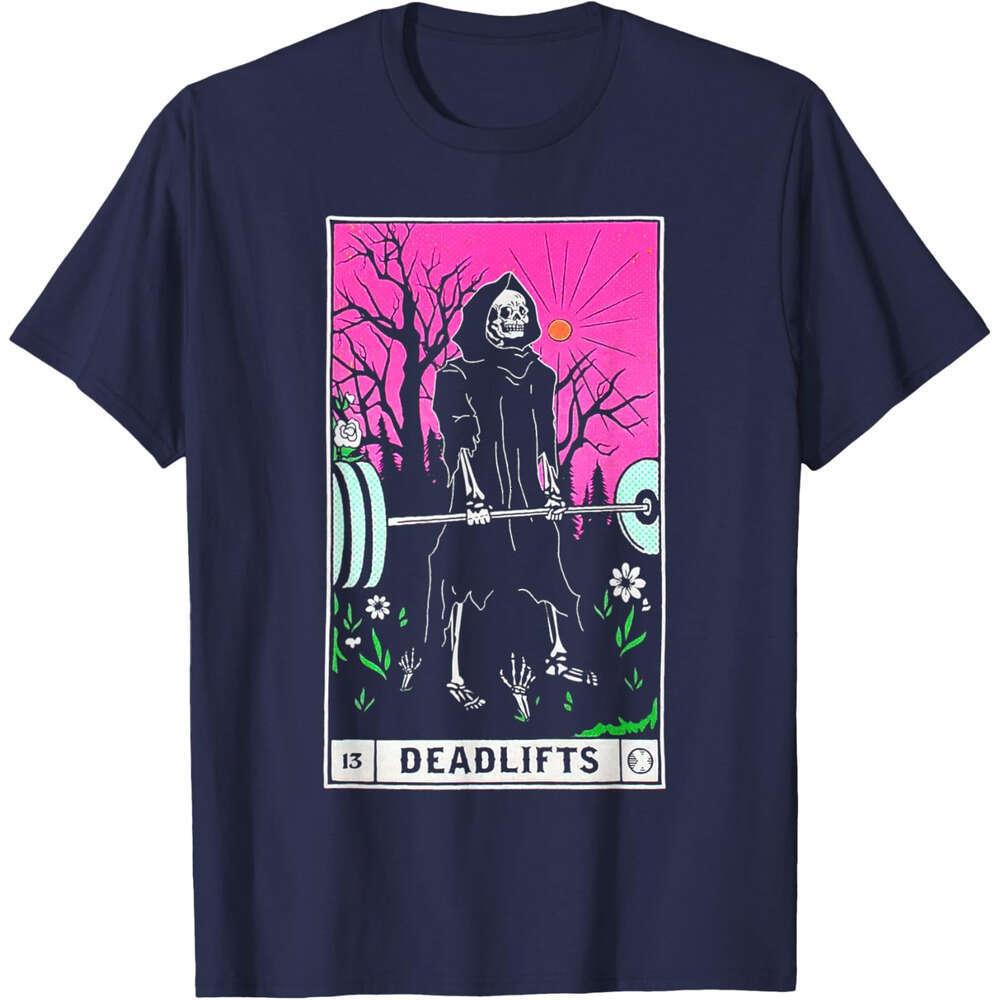 Designer T Shirts for Mens Womens Tee Funny Tarot Card Deadlifts Gym Workout Occult Reader Black T-Shirt - Classic Fit tops Short sleeve Clothes