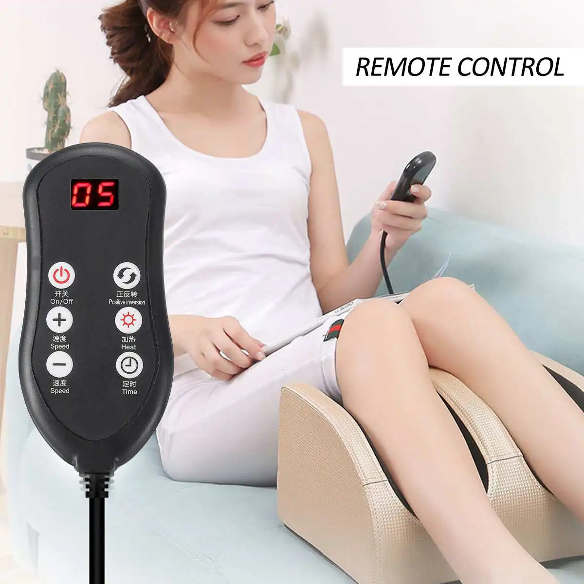Electric foot massager heating roller with remote control finger pressure kneading deep tissue muscles daily relieving foot pressure 240713