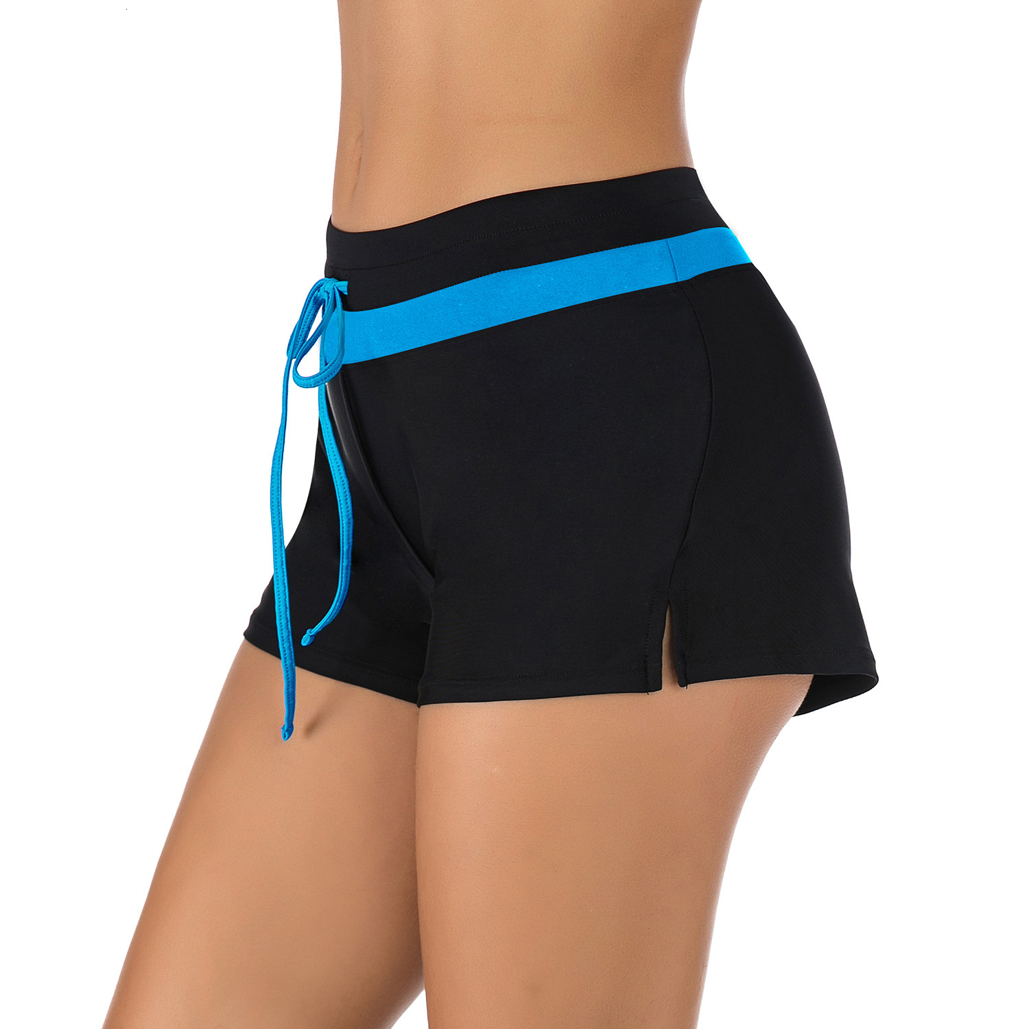 Swimming Trunks with Flat Corners, Women's Anti Glare, Conservative and Sexy Solid Color Fitting Beach Swimwear Waist Bifurcated Self-cultivation
