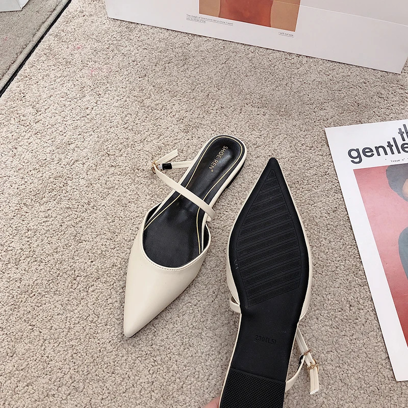 In one sentence with shoe box half slider womens outerwear womens flat mule slider 240713