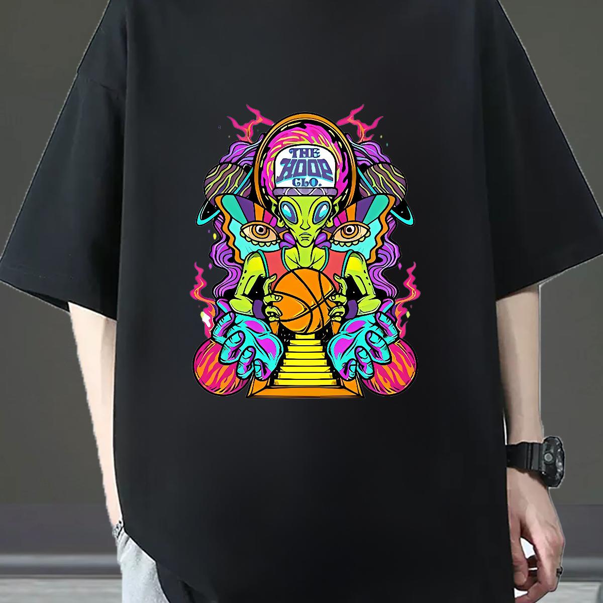 Casual New Mens T Shirts Black Oversized Men Tees Anime Printing Street Crew Neck Cotton Designer Polos