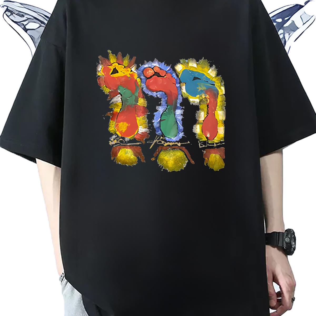 Soft Couples T Shirts Short Sleeve Cotton O-Neck Anime Printing Street Man T Shirts Oversized DIY Clothings