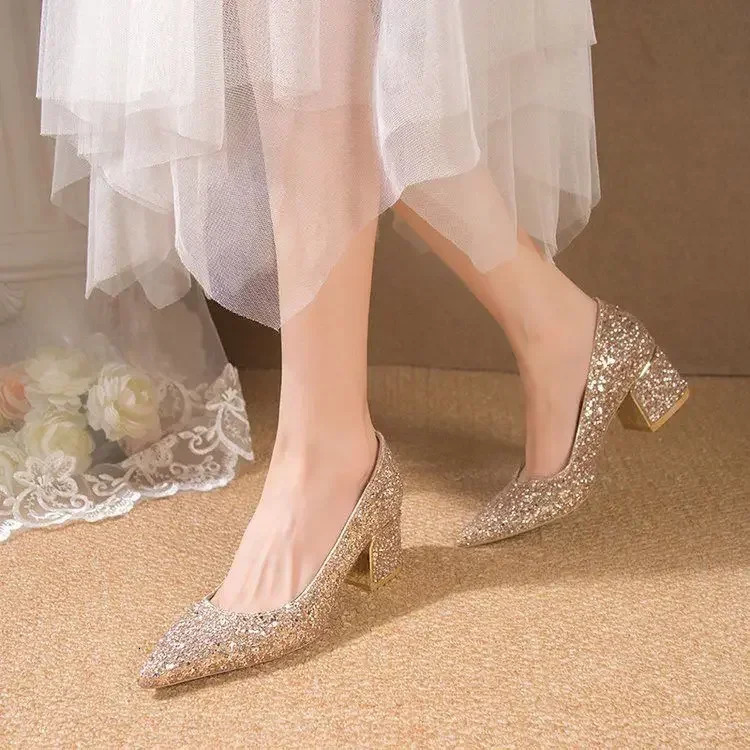 Womens summer dress Stiletto Rhinestone womens shoes 2024 with the real bride Mark fashionable elegant and comfortable E 240712bj