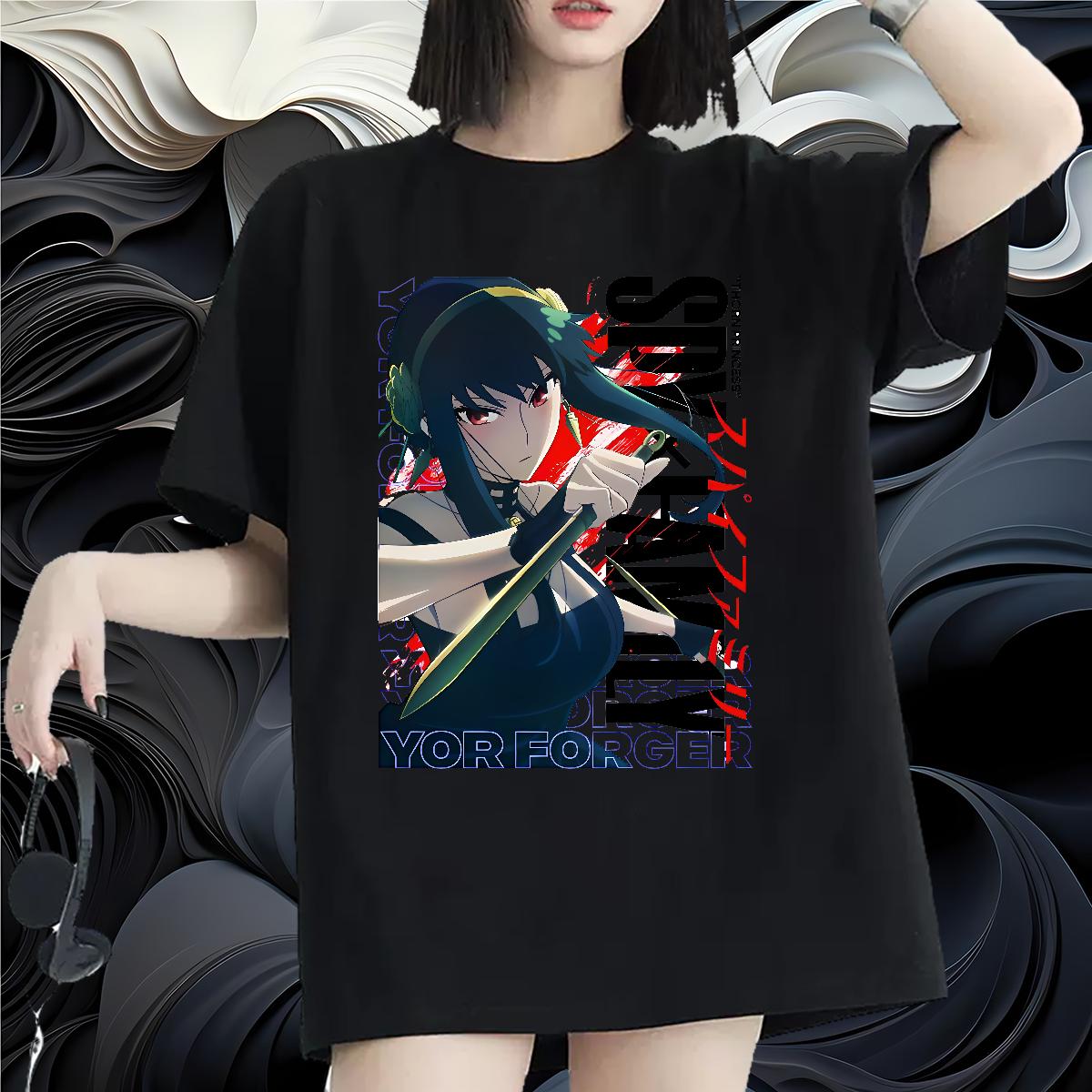 New Arrival T Shirts Women Crew Neck Cotton Breathable Anime Top Tees Hip Hop Loose fit Lady T shirt