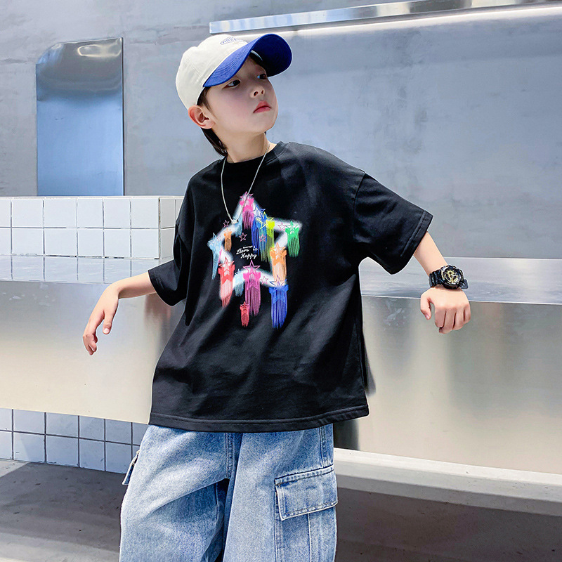T-shirts Kids Tshirts 2024 New Fashion Shirt Girl Boy Summer Short Sleeves Cotton Cool Baby Quality Shirts Cartoon Print Shirts Handsome DJD2407136Y25