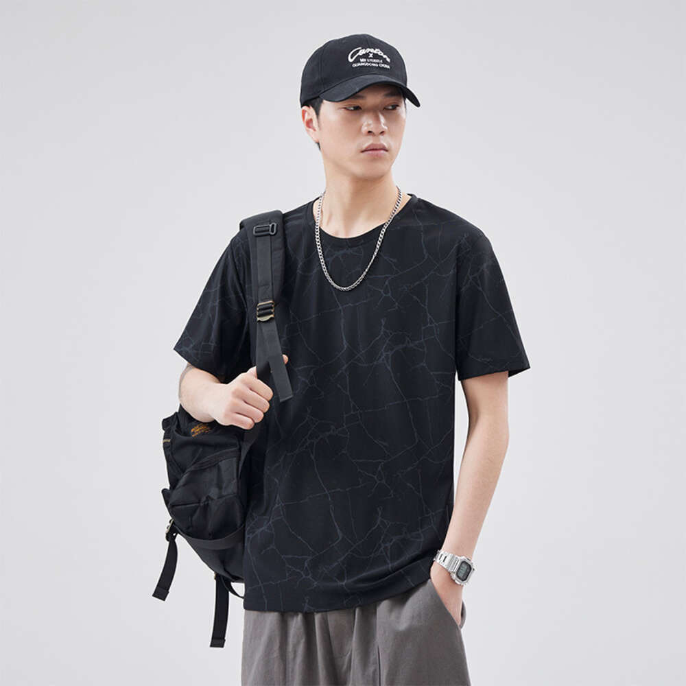 Ice silk T-shirt men's summer running fiess breathable quick drying top thin stretch plus size sportswear