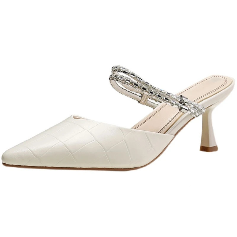 Fashion womens thin high heels mule slider Pointed toe bow shoes womens casual slider womens pump 240713