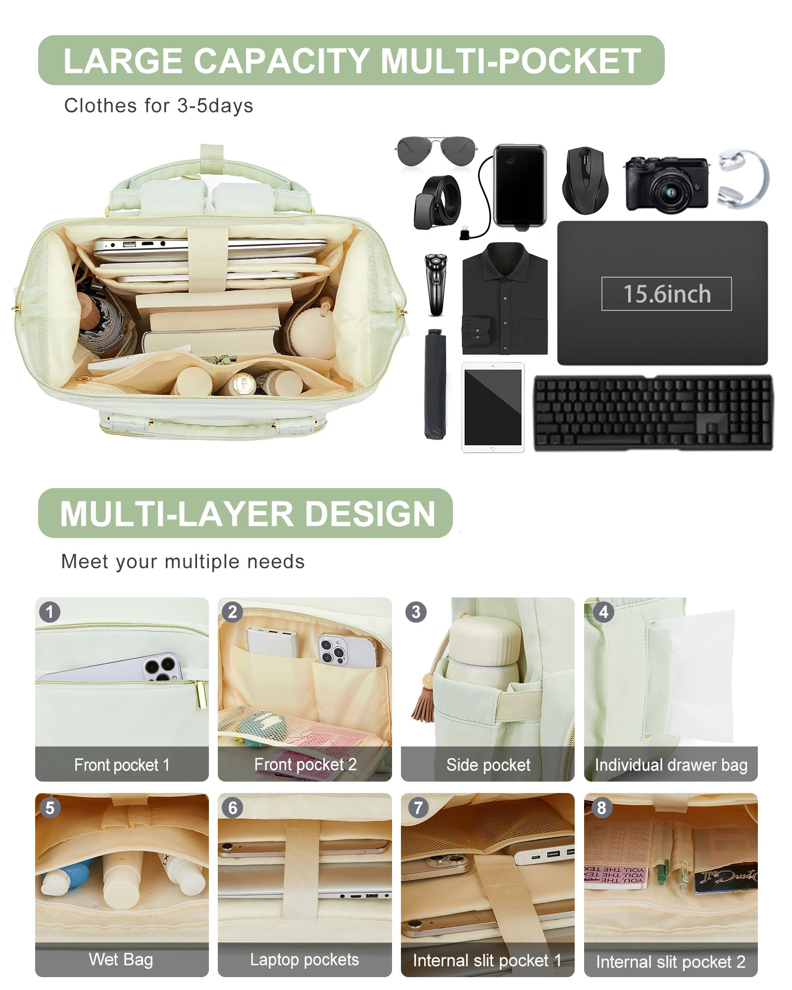 Womens laptop backpack waterproof travel work backpack wallet fashionable business teacher nurse computer bag with USB port 240704