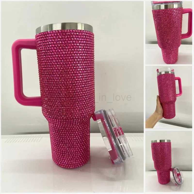 40oz Diamond Tumbler Water Bottle Large Capacity Shiny Rhinestone Vacuum Cup Outdoor Travel Car Thermoses Coffee Mug DrinkwareM240713