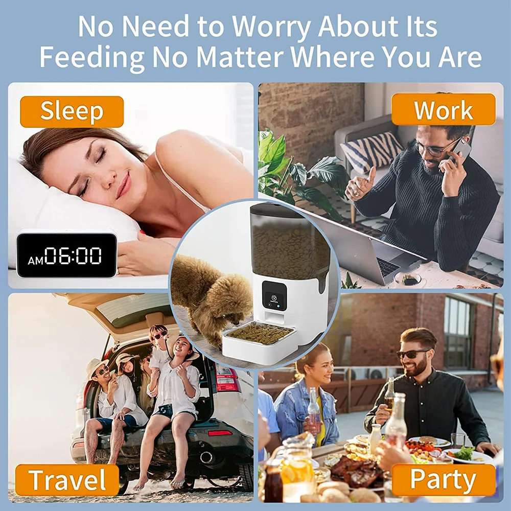 Smart Automatic Cat Feeders WiFi Pet Feeder with APP Control for Remote Feeding, Cat Food Dispenser 1-30 Meals Per Day for Dog