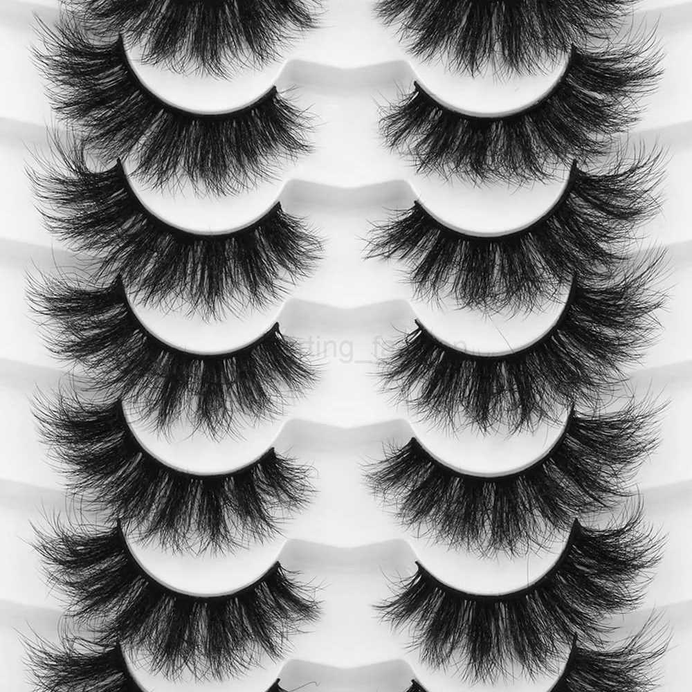 Faux Lashes 7 Pairs Mink Fluffy False Eyelashes Thick Volume Dramatic Cat Eye Lashes Long ctrip Wispy Lashes PackCL240713