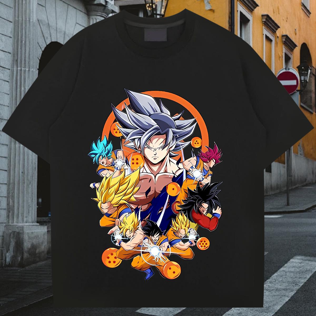 5A T-Shirts Street Wear Cotton O Neck Short Sleeves Men Tees Stylist Anime Print Tees Shirts