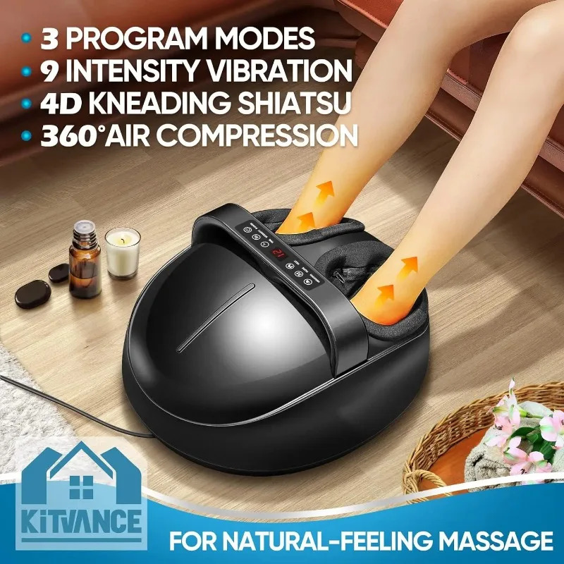 Foot massager heating pressing finger pressure kneading rolling muscle relieving electric foot massage machine 240713