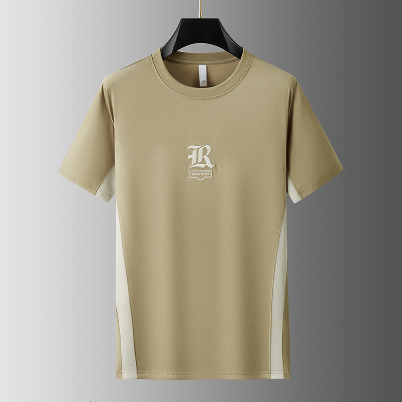 New short sleeved summer round neck men's fashion slim fit plus size printed T-shirt