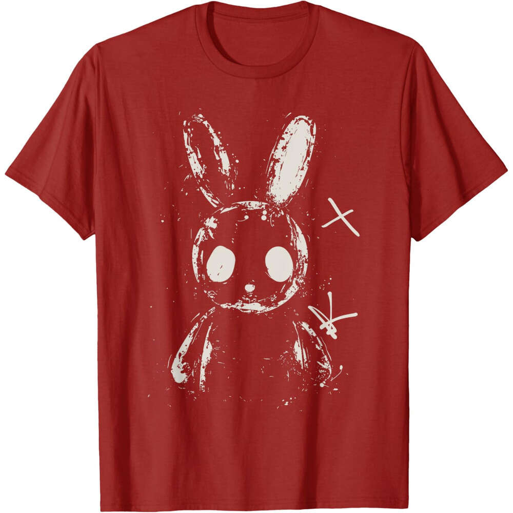 Mens T shirts Womens Graphic Tee Creepy Cute Bunny Rabbit Alt Goth Grunge Horror Aesthetic T-Shirt Designer clothes Casual tops Tshirt Free shipping